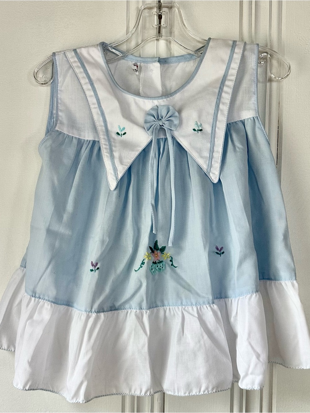 VTG Light Blue and White Girls' Sailor Collar Dress